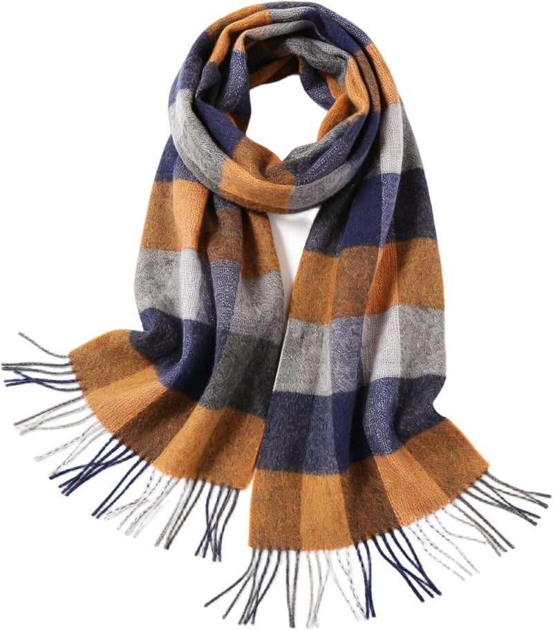 SKNSOFT Winter Wool Plaid Scarf for Men,Women Fashion Tartan Wrap Checkered Scarves - Image 3